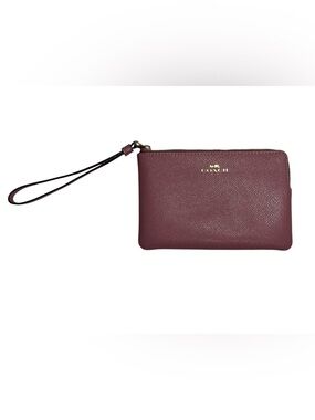 Coach Corner Zip Wristlet Mauve Crossgrain Leather 58032